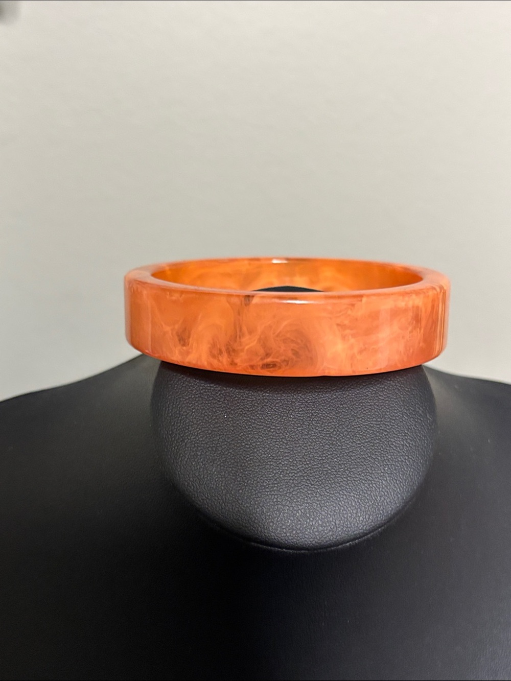 Boho Marbled Orange Resin Bangle Bracelet